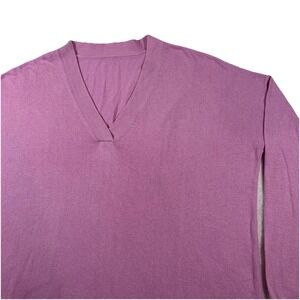 Lord & Taylor Women's Pink V-Neck Lightweight Sweater Modal‎ Blend